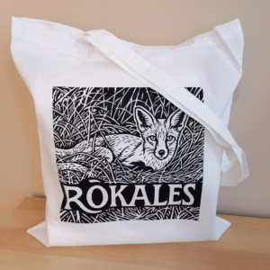 Rókales Feliratos fehér vászon táska