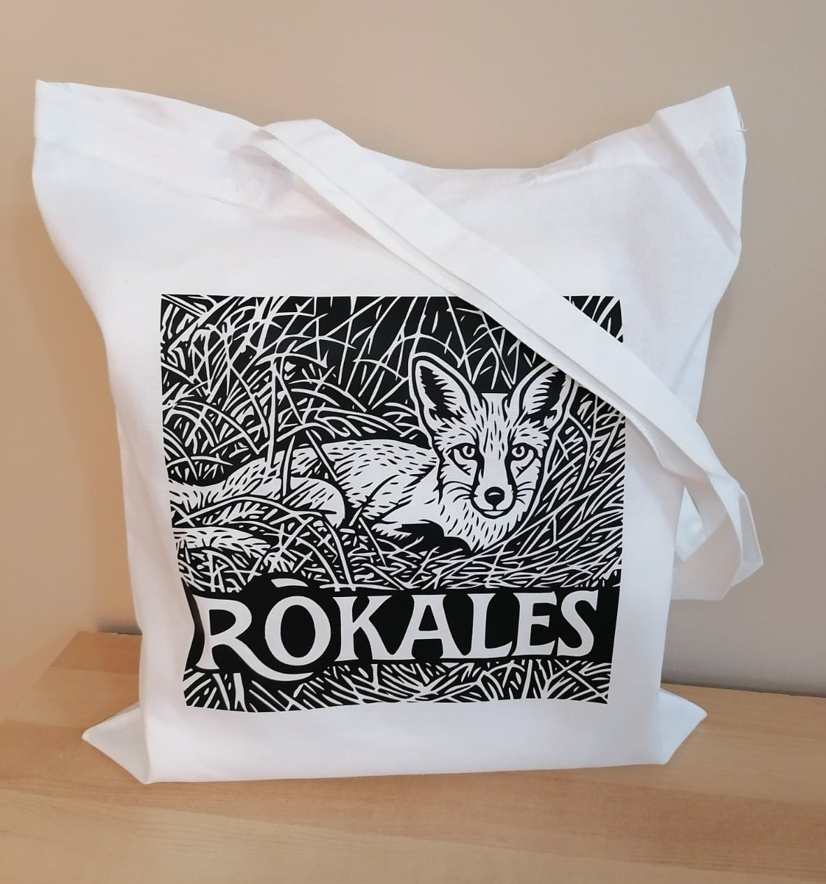 Rókales Feliratos fehér vászon táska